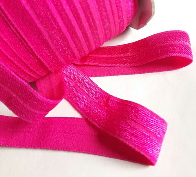 1m x 15mm Falzgummi Rollierband Einfassband elastisch Satinglanz Farbe Neon Lila Pink