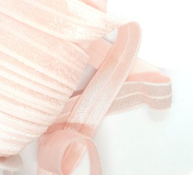 1m x 15mm Falzgummi Rollierband Einfassband elastisch Satinglanz Farbe Puder Rosa