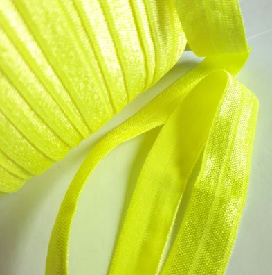 1m x 15mm Falzgummi Rollierband Einfassband elastisch Satinglanz Farbe Neon Gelb