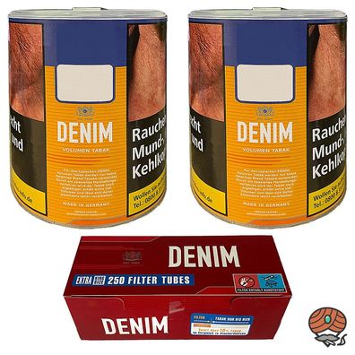 Denim Volumentabak Dose 2x 65g, 250 Extra Hülsen