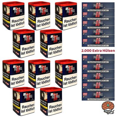 Pall Mall Red Volumentabak Dose 10x 43g, 2000 Red Xtra Hülsen