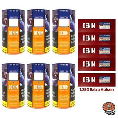 Denim Volumentabak/Stopftabak Dose 6x 90g + 1250 Denim Extra Hülsen