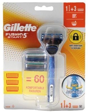 Gillette Fusion5 Rasierer mit 3 Ersatzklingen - Premium-Rasur fuer Maenner