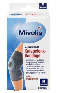 Mivolis Kniebandage zur Stabilisierung & Unterstuetzung, mittlere Groesse