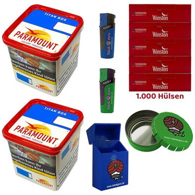 Paramount Volumentabak Titan Box 2x 315g, Winston Hülsen, Sturmfeuerzeuge