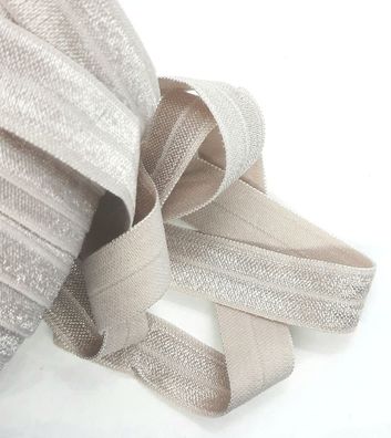 1m x 15mm Falzgummi Rollierband Einfassband elastisch Satinglanz Farbe Puder Beige