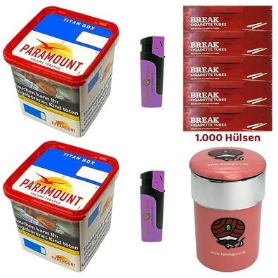 Paramount Volumentabak Titan Box 2x 315g, Break Hülsen, Sturmfeuerzeuge