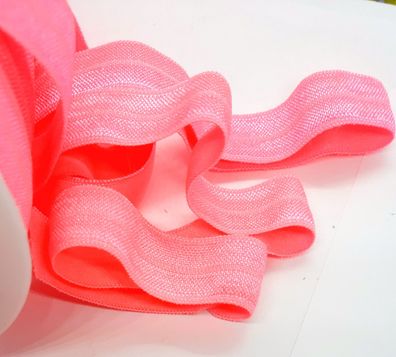 1m x 15mm Falzgummi Rollierband Einfassband elastisch Satinglanz Farbe Neon Pink