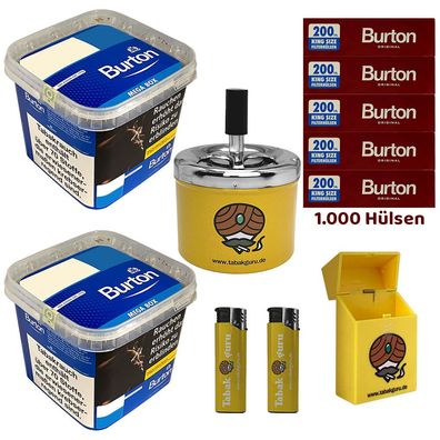 Burton Blue/Blau Volumentabak MEGA BOX 2x 270g, Hülsen, Drehascher, Zubehör