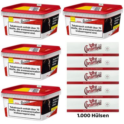 Chesterfield Red/Rot Volumentabak 4x 135g Mega BOX, 1000 Hülsen