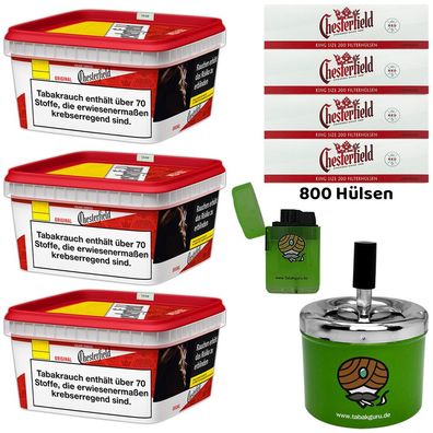 Chesterfield Red/Rot Volumentabak 3x 135g Mega BOX, 800 Hülsen, Drehascher
