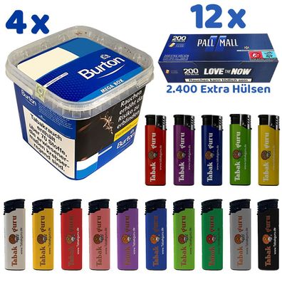 Burton Blue/Blau Volumentabak MEGA BOX 4x 270g, Pall Mall Blue Xtra Hülsen