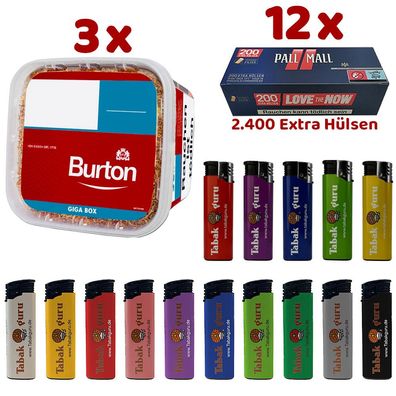 Burton Volumentabak GIGA BOX 3x 400g, Pall Mall Red Xtra Hülsen