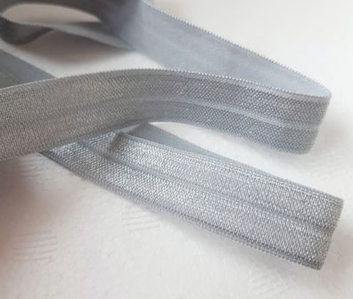 1m x 15mm Falzgummi Rollierband Einfassband elastisch Satinglanz Farbe Silbergrau