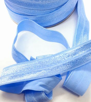 1m x 15mm Falzgummi Rollierband Einfassband elastisch Satinglanz Farbe Hellblau