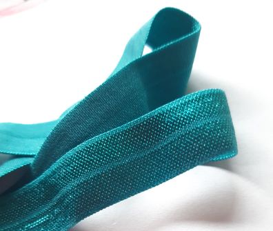 1m x 15mm Falzgummi Rollierband Einfassband elastisch Satinglanz Farbe Jade Türkis