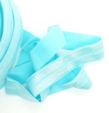 1m x 15mm Falzgummi Rollierband Einfassband elastisch Satinglanz Farbe Aqua Blau Hell