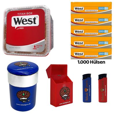 WEST Red/Rot Volumentabak Titan Box à 280g, Yellow Hülsen, Autoascher, Zubehör