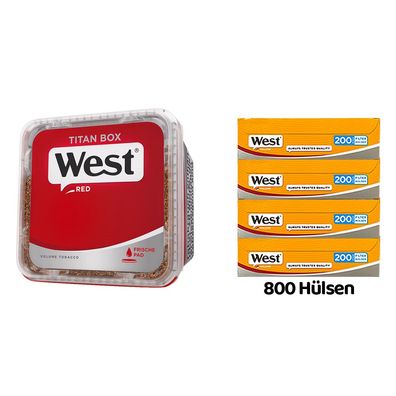 WEST Red/Rot Volumentabak Titan Box à 280g, 800 West Yellow Hülsen