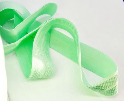 1m x 15mm Falzgummi Rollierband Einfassband elastisch Satinglanz Fb. Pastellgrün Hell