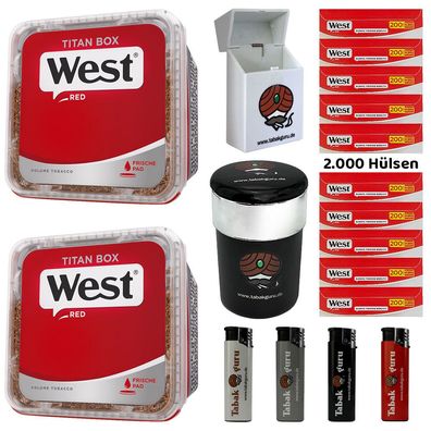 WEST Red/Rot Volumentabak Titan Box 2x 280g, 2000 Hülsen, Autoascher, Zubehör