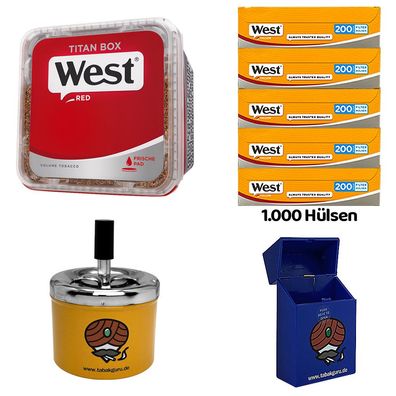 WEST Red/Rot Volumentabak Titan Box à 280g, Yellow Hülsen, Drehascher, Box