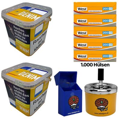 Denim Volumentabak Mega Box 2x 220g, 1000 West Yellow Hülsen, Drehascher, Box