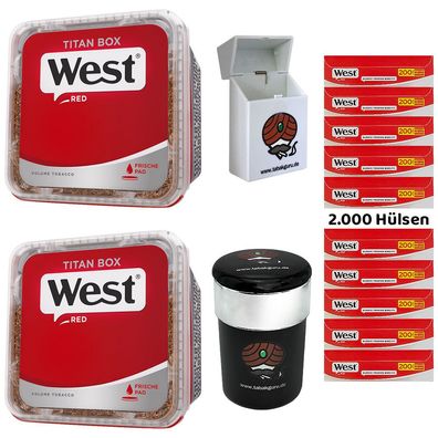 WEST Red/Rot Volumentabak Titan Box 2x 280g, 2000 Hülsen, Autoascher, Box