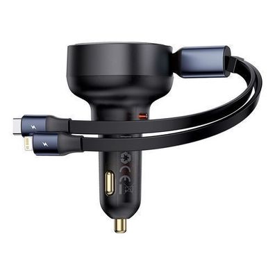 Baseus 60W Auto Ladegeraet mit USB-C & USB-C/Lightning Kabel - Schwarz