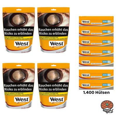 West Yellow Volumentabak Beutel 4x 150g, 14000 Hülsen