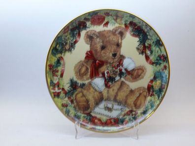 Franklin Mint Porzellan Sammelteller Teddys First Christmas Bär Signiert Sarah Bengry