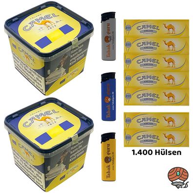 Camel Yellow/Gelb Volumentabak Eimer 2x 300g, Hülsen, Feuerzeuge