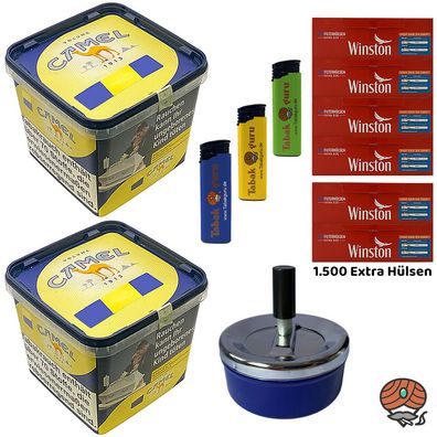 Camel Yellow/Gelb Volumentabak Eimer 2x 300g, Winston Extra Hülsen, Ascher, Zub