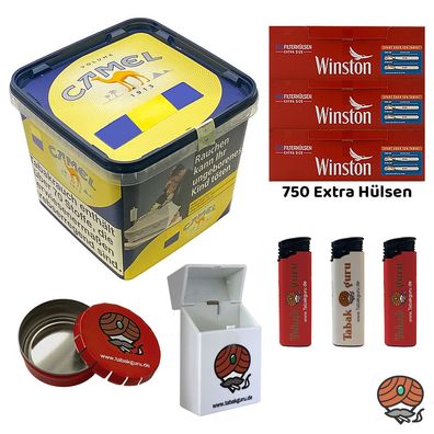 Camel Yellow / Gelb Volumentabak 300g Eimer, Winston Extra Hülsen, Zubehör