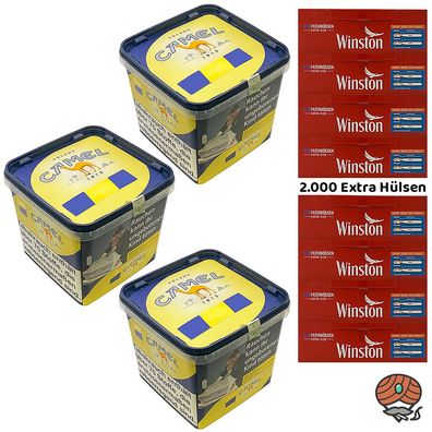 Camel Yellow/Gelb Volumentabak Eimer 3x 300g, Winston Extra Hülsen