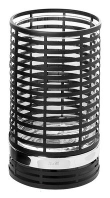 Fink MATERA, Windlicht mit Glas, Eisen pulverbeschichtet, schwarz, silberfarben,
