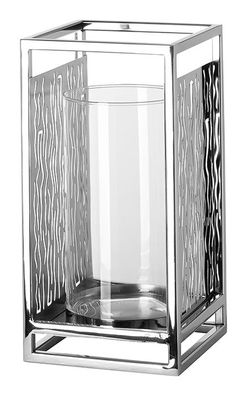 Fink NICOSA, Windlicht mit Glas, Glas, silberfarben, L. 16 cm, B. 16 cm, H. 31 cm