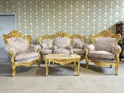 Louis XV Sofa Set Velvet Couch Set Baroque Rococo Solon Gold Finish Home Decor