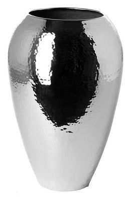 Fink MALANA, Vase, Eisen, gehämmert, silberfarben, L. 17 cm, B. 17 cm, H. 26 cm,