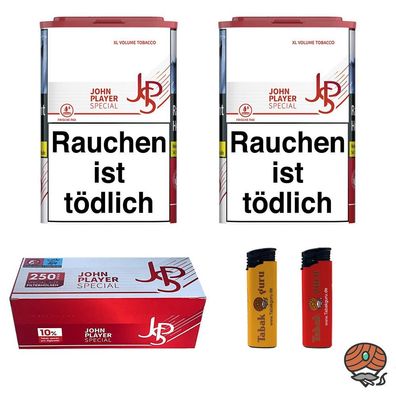 JPS John Player Special Red/Rot XL Volumentabak Dose 2x 56g, Extra Hülsen