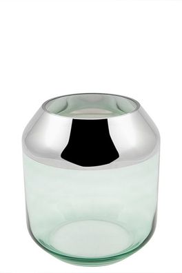 Fink SMILLA, Teelichthalter, Silberfolie, glatt, grün, silberfarben, H. 9 cm, D
