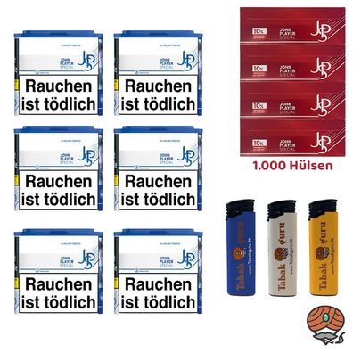 JPS/John Player Special Blau/Blue Tabak Dose 6x 36g, Extra Hülsen, Feuerzeuge