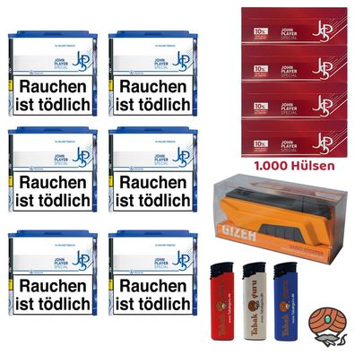JPS John Player Special Blau Tabak Dose 6x 36g, Extra Hülsen, Stopfer