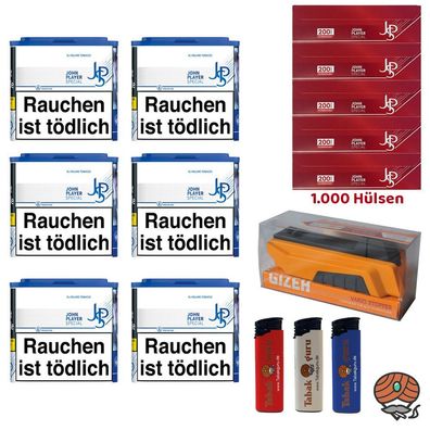 JPS/John Player Special Blue/Blau Tabak 6x 36g, JPS Hülsen, Stopfer
