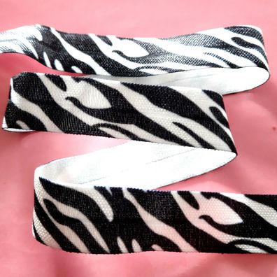 1m x 15mm Falzgummi Einfassband elastisch Satinglanz Zebra Schwarz Weiß