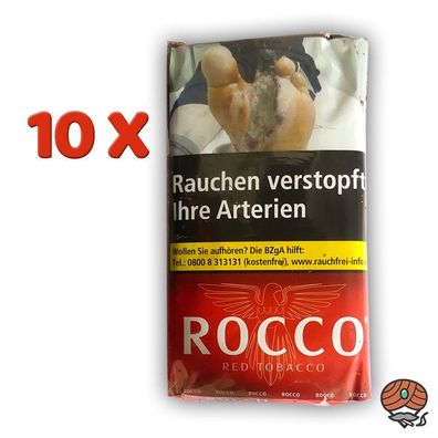 10x ROCCO Red Tobacco Drehtabak Pouch / Beutel 38g