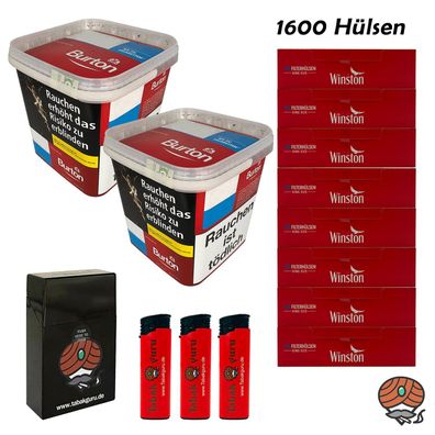 Burton Red Volumentabak MEGA Box 2x 250g, Winston Hülsen, Feuerz., Box