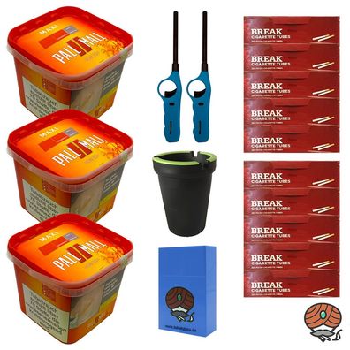 Pall Mall Allround Volumentabak Maxi Box 3x 310g, Hülsen, Zigarettenbox, Ascher