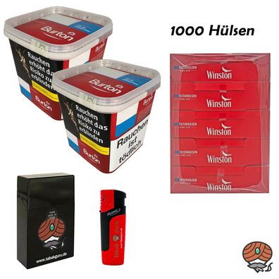 Burton Red Volumentabak MEGA Box 2x 270g, Hülsen, Box, Sturmfeuerzeug