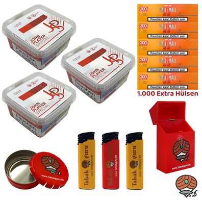 JPS John Player Special Volumentabak Mega Box 3x 130g, PM Xtra Hülsen, Zubehör